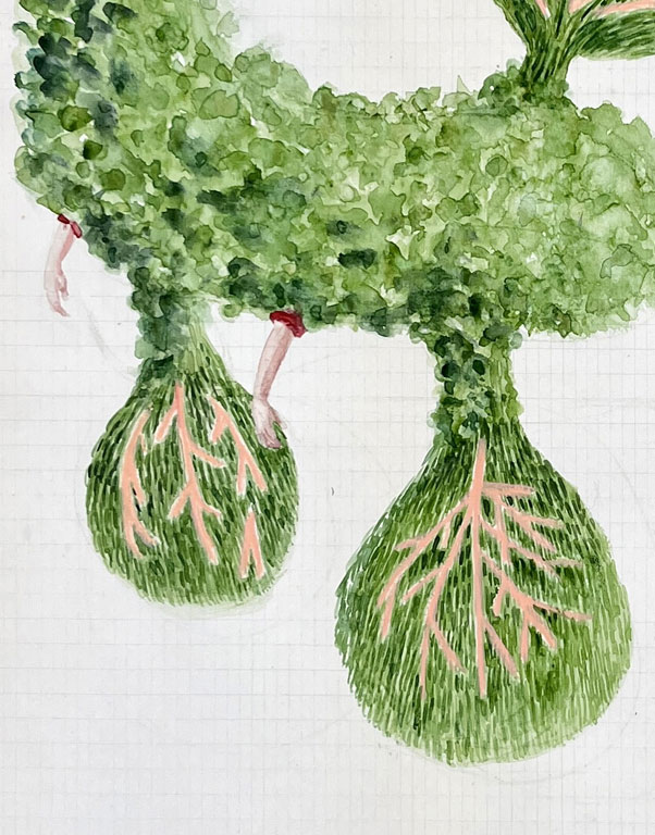 <p><span style="color: #808080; font-size: 8pt;">Coordenadas 10 (detalle) / Coordinates 10 (detail). <br>
Lápiz y acuarela sobre papel antiguo/ Pencil and watercolor on old paper. 56x44 cm. 2025