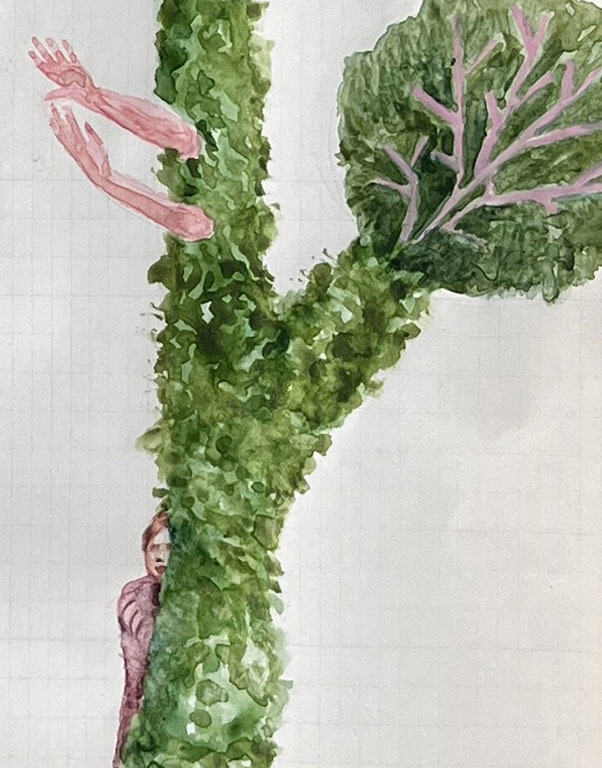 <p><span style="color: #808080; font-size: 8pt;">Coordenadas 9 (detalle) / Coordinates 9 (detail). <br>
Lápiz y acuarela sobre papel antiguo/ Pencil and watercolor on old paper. 56x44 cm. 2025