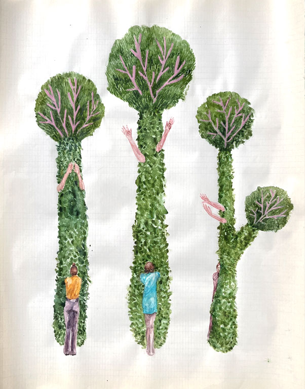 <p><span style="color: #808080; font-size: 8pt;">Coordenadas 9 / Coordinates 9. <br>
Lápiz y acuarela sobre papel antiguo/ Pencil and watercolor on old paper. 56x44 cm. 2025